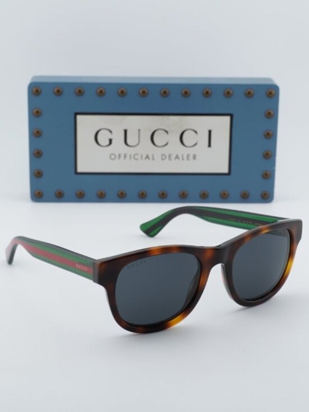 Gucci GG0003S 003 Men Square Sunglasses - Havana / Green / Grey